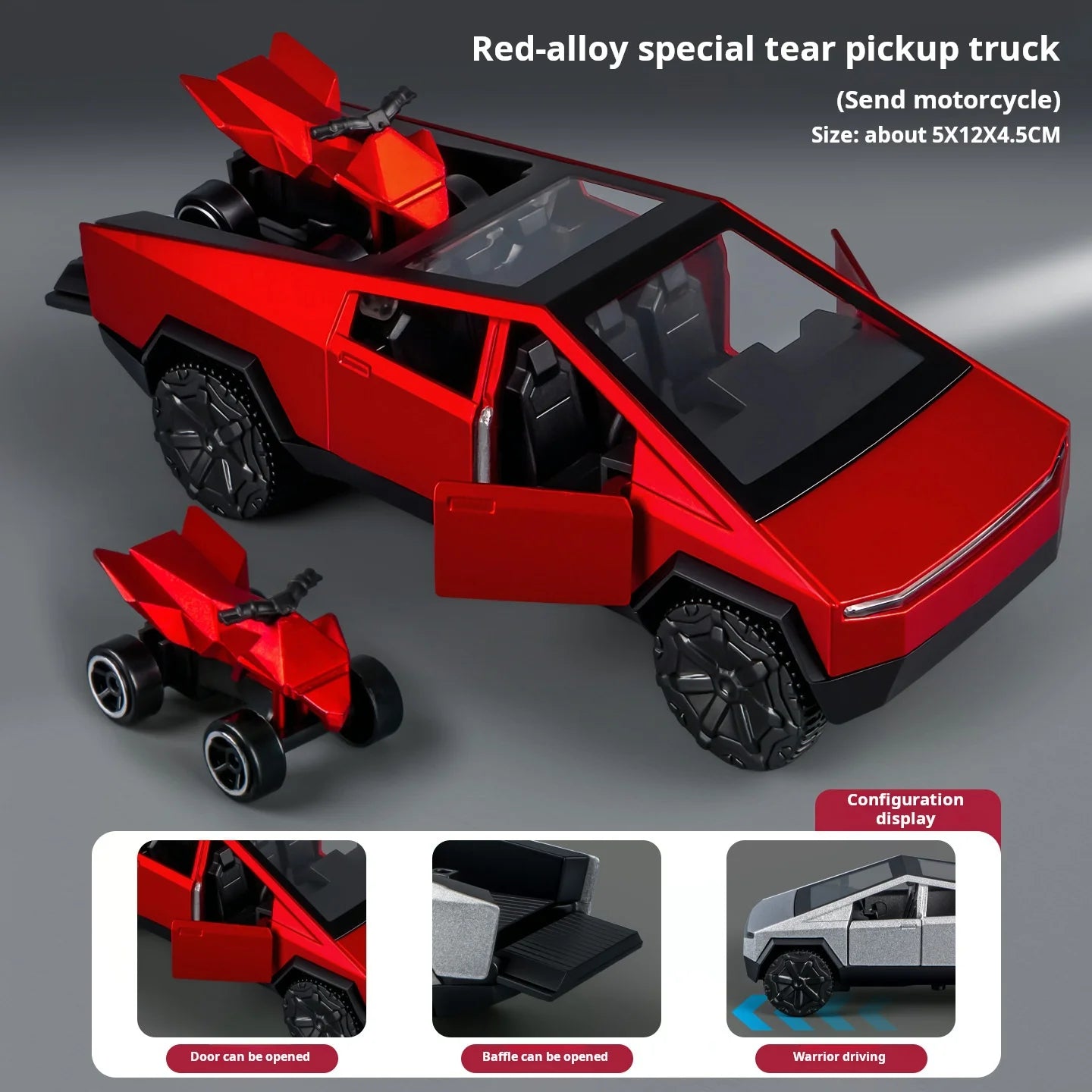 1:36 Cybertruck Toys Off Road Vehicle Die Cast Model Car Beach Motorcycle Hobby Collectible Birthday Gift