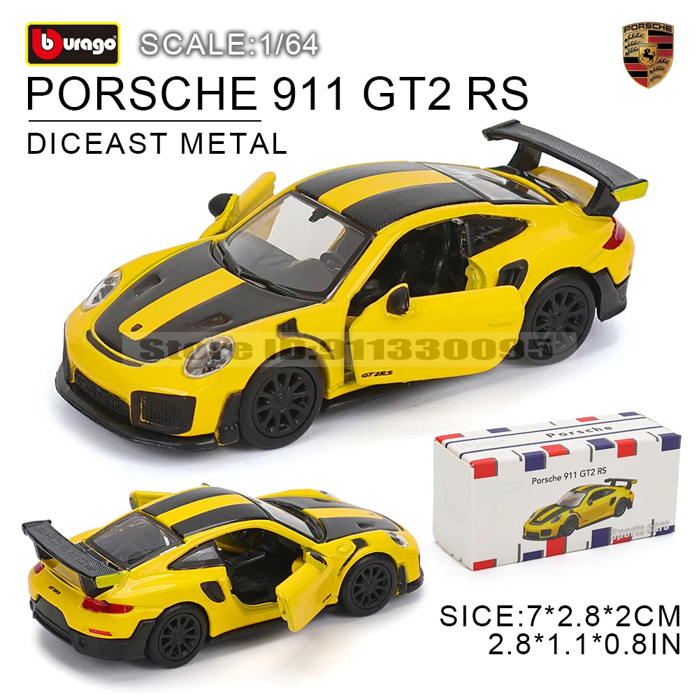 Bburago 1:64 golf Porsche 911 Shelby Raventon Mustang Lamborghini Collection Series Car Die Casting Model Children's Gift Toy