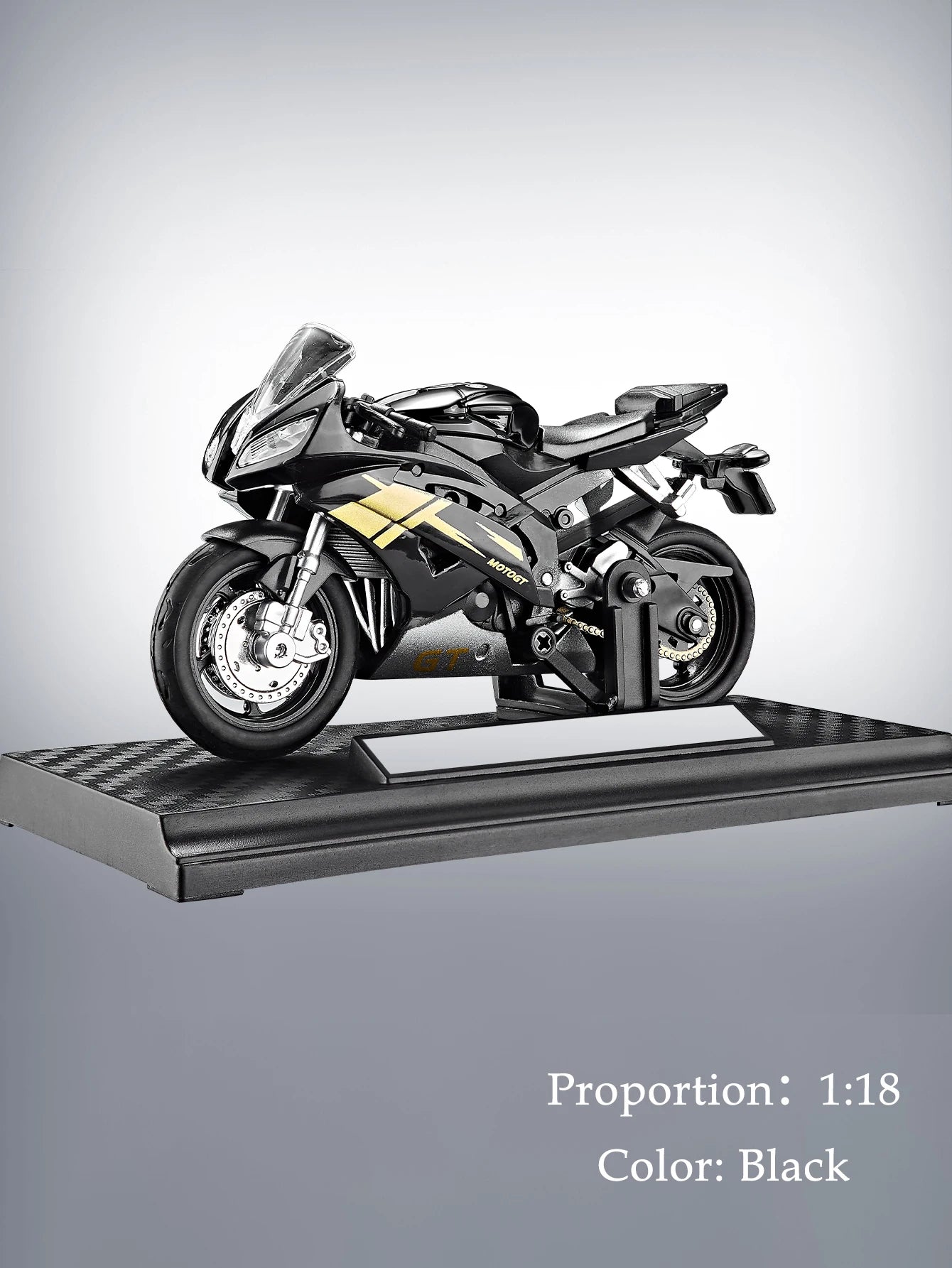 Model Diecast Motocycle Toys Ornament, 1:18/1:36 Car Rotating Rubber Rires Desktop Ornament Gifts