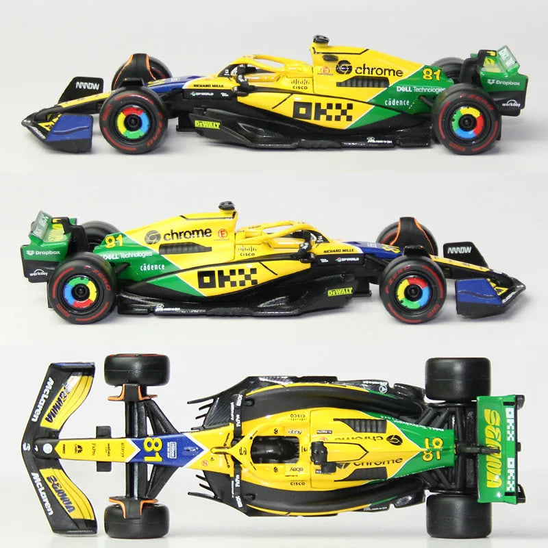 Bburago 1:43 2024 F1 Mclaren MCL38 Monaco Grand Prix Alloy Car Miniature Diecast Model #4 Lando Norris #81 Oscar Piastri Toy