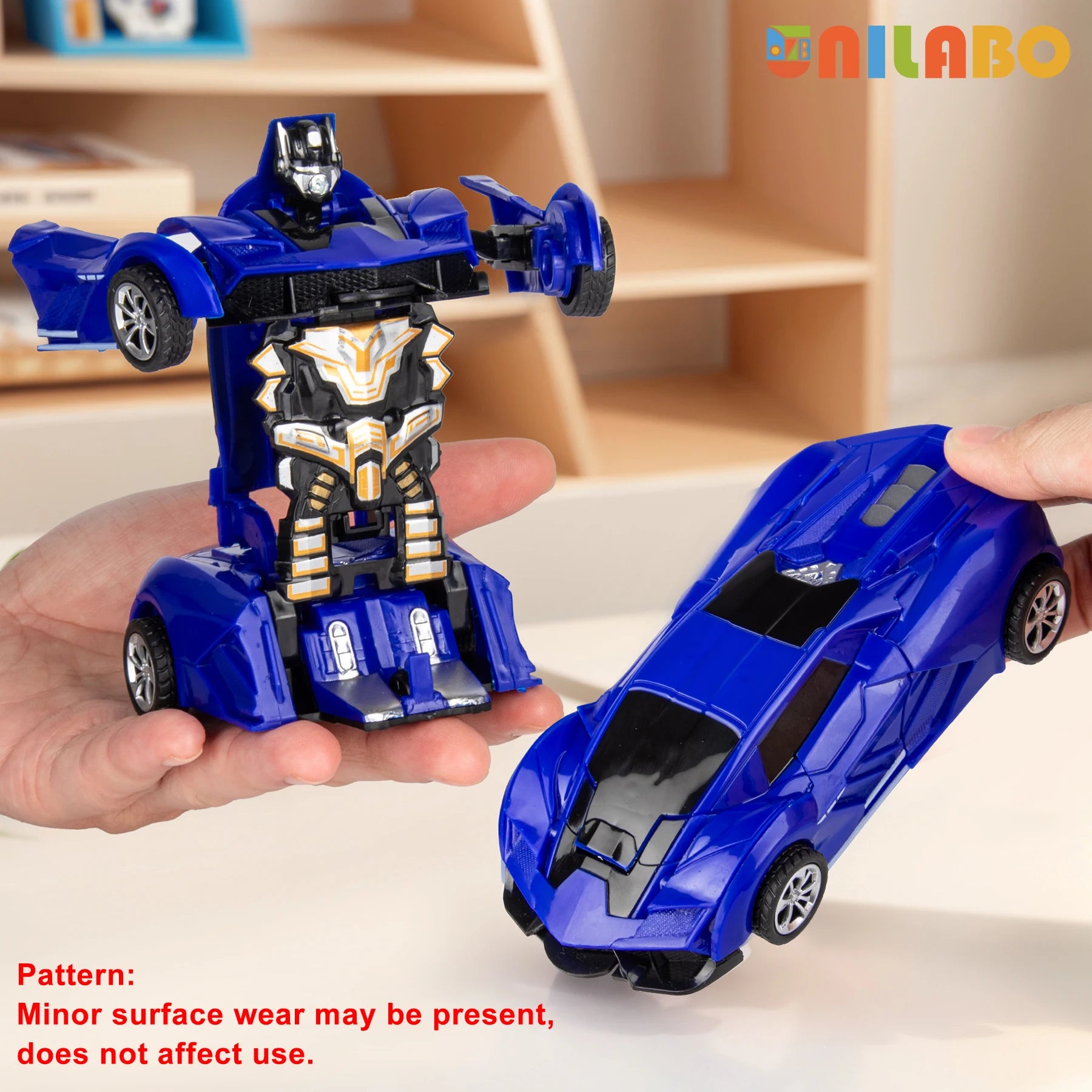 Transformable Robot Sports Car Toys, No Batteries, Educational Kids Gift, Colorful Model Vehicle for Play Learning