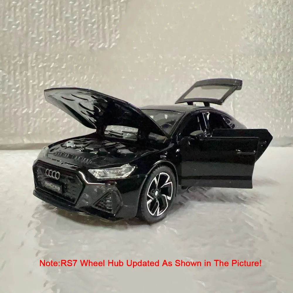 1:32 RS7 Sportback Miniature Model Toy Cars Alloy Diecast 6 Doors Opened with Pull Back Rubber Tires Ornament Vehicle Toys Gifts