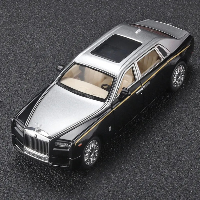 1:18 Rolls-Royce Phantom Model Car, Zinc Alloy Pull Back Toy Diecast Car with Sound and Light, Realistic Modeling Model Toy