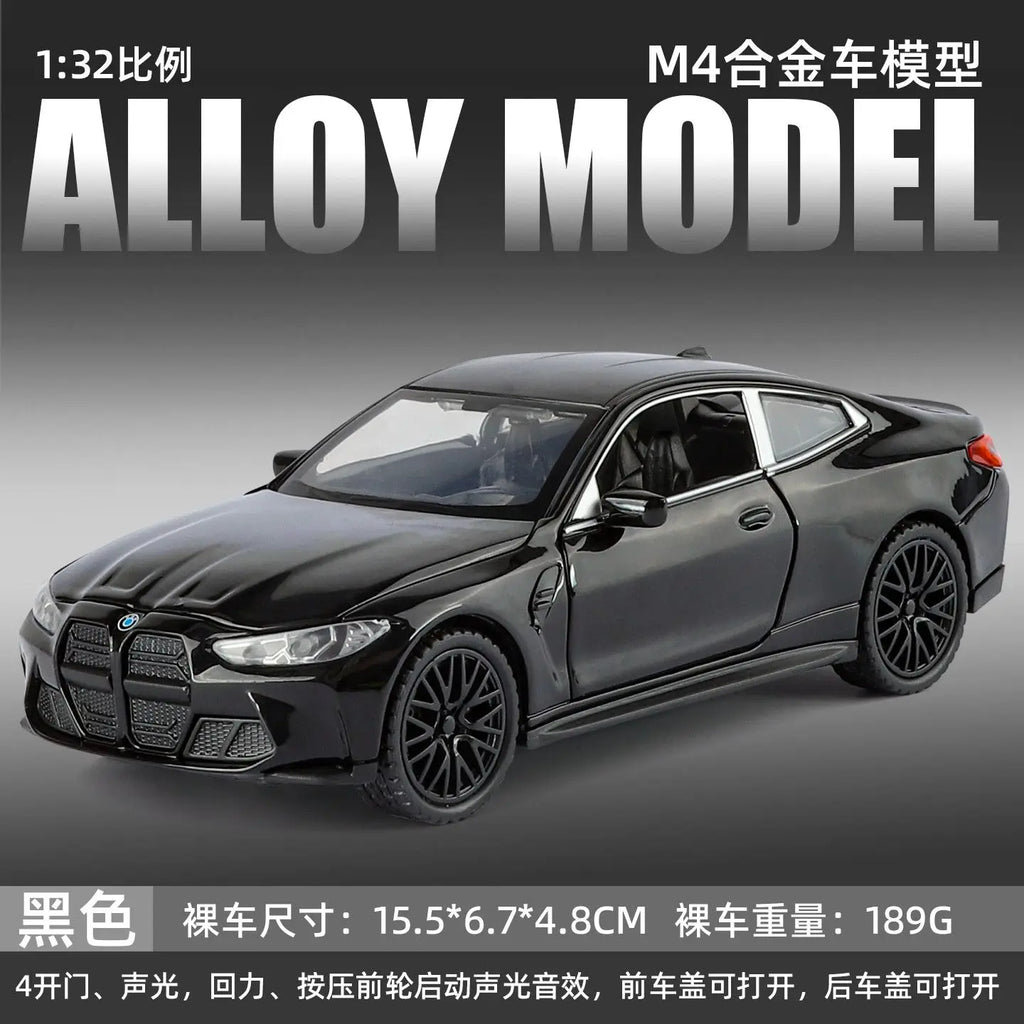 Limited Edition 1:32 Simulation Top Sports Car BM M4 Alloy Model Car with Sound and Light Boys' Toy Gift Collectibles