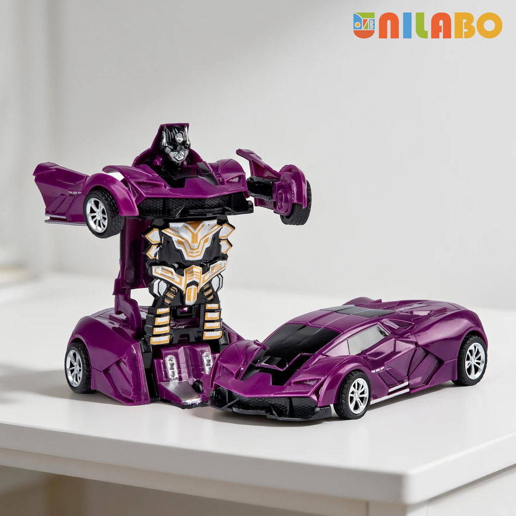 Transformable Robot Sports Car Toys, No Batteries, Educational Kids Gift, Colorful Model Vehicle for Play Learning