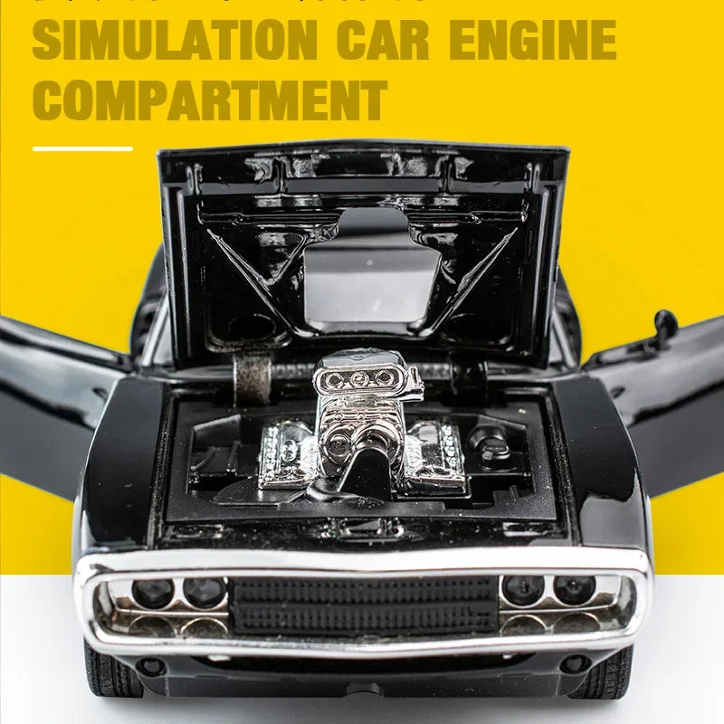 1:32 Simulation 1970 Dodge Charger Alloy Sports Car Model Pull Back Luxury Car Toy Gift Ornaments
