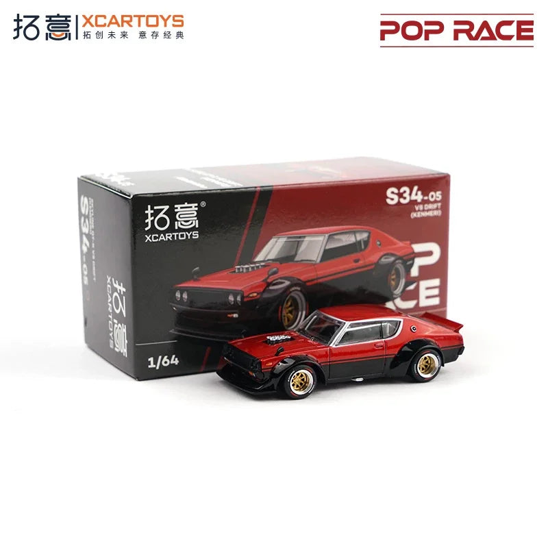 Xcartoys x Pop Race 1:64 EVA RT TYPE-08 087X PANDEM S13 SINGER SKYLINE GTR V8 DRIFT Diecast Model Car
