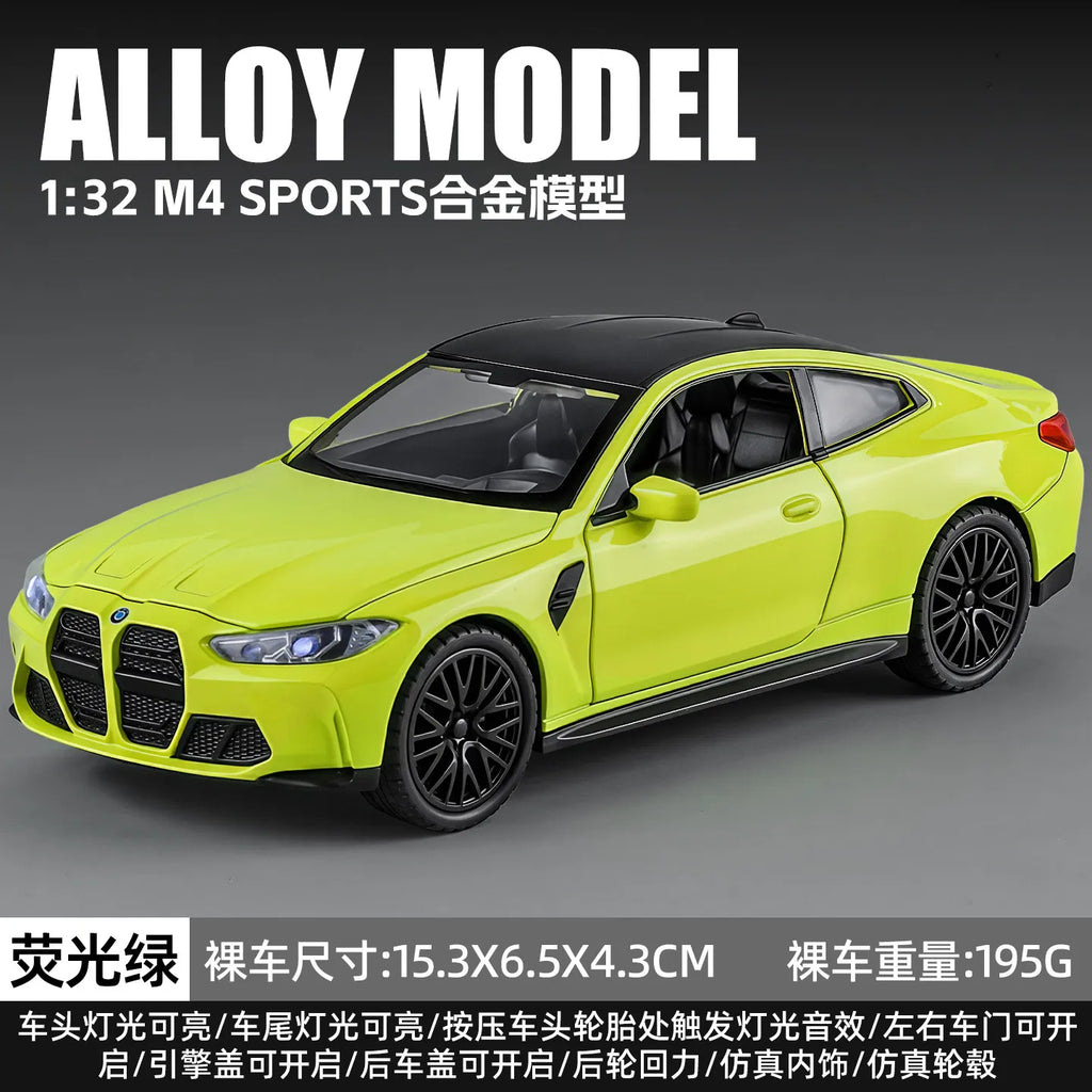 Limited Edition 1:32 Simulation Top Sports Car BM M4 Alloy Model Car with Sound and Light Boys' Toy Gift Collectibles