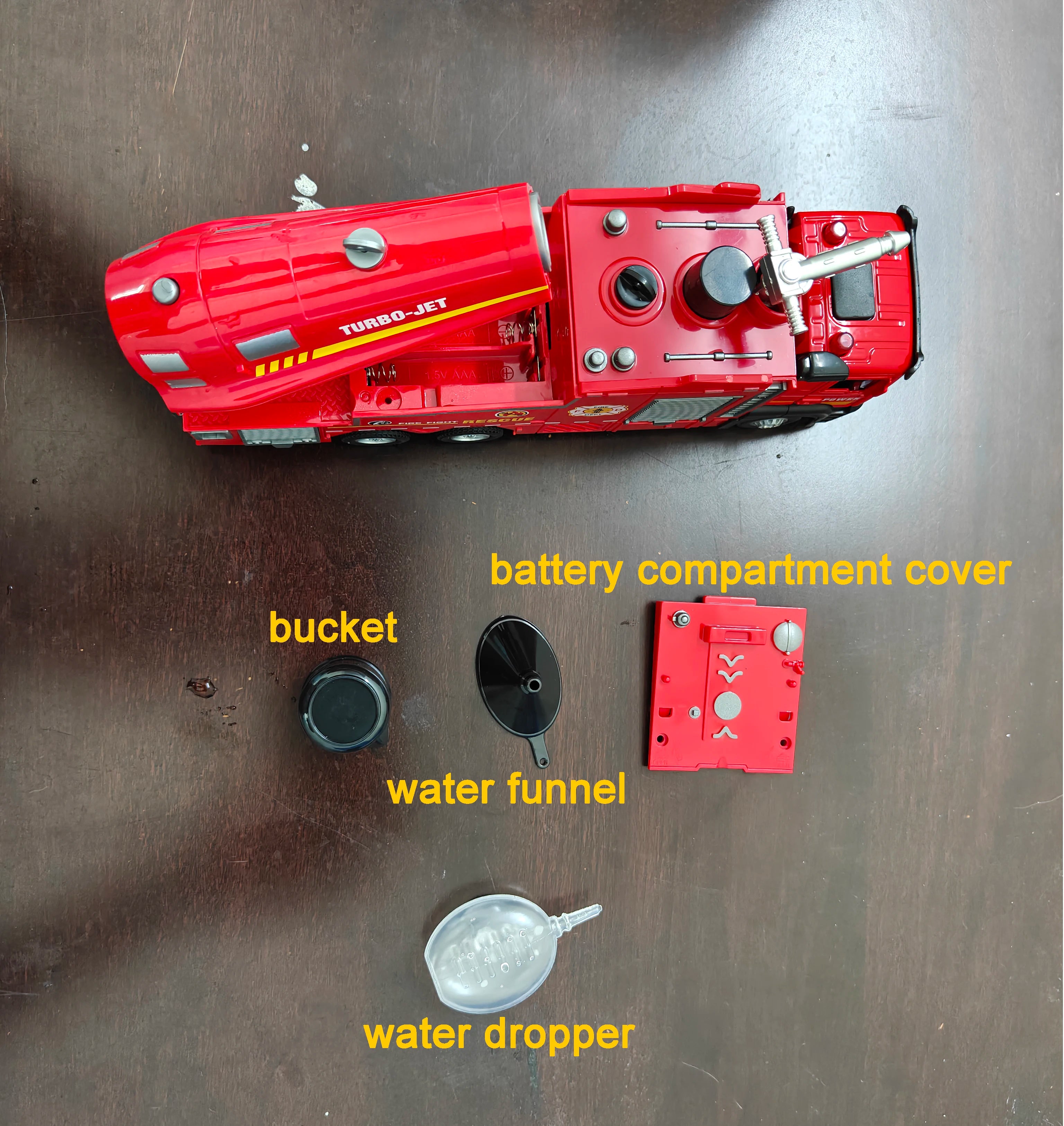 1:32 Scale Water Spray Fire Truck Model Ladder Trucks Toy Car Sound Light Pull Back Doors Opened Vehicle Collection Boys Gift