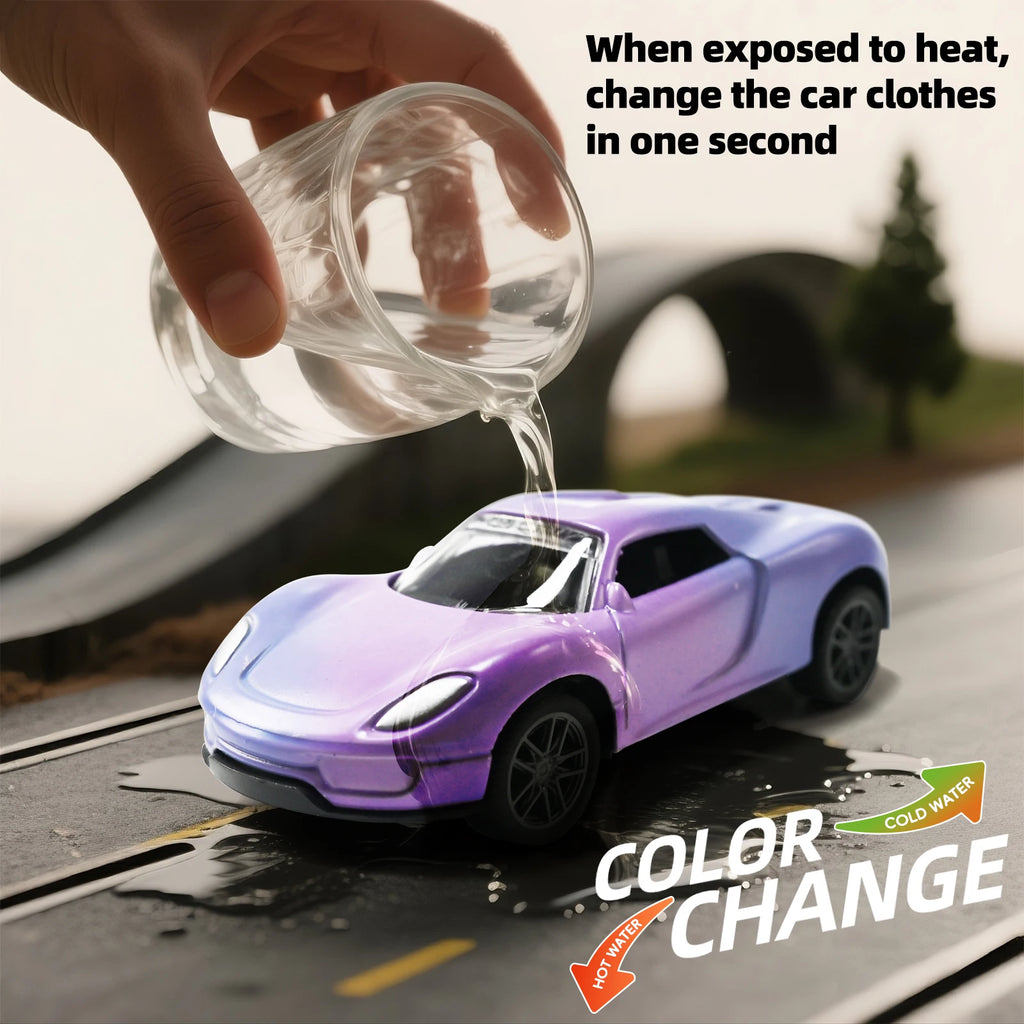 Mini Magic Water & Temp Color Change Alloy Car 1:60, Pull Back Racing Model with Durable Crash-Proof Slide for Boys Kids Gifts