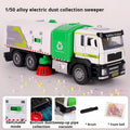 1/50 Scale Alloy Electric Vacuum Sweeper Model Sanitation Engineering Vehicle Kids Toy Pull Back Urban Road Cleaning Car Fun