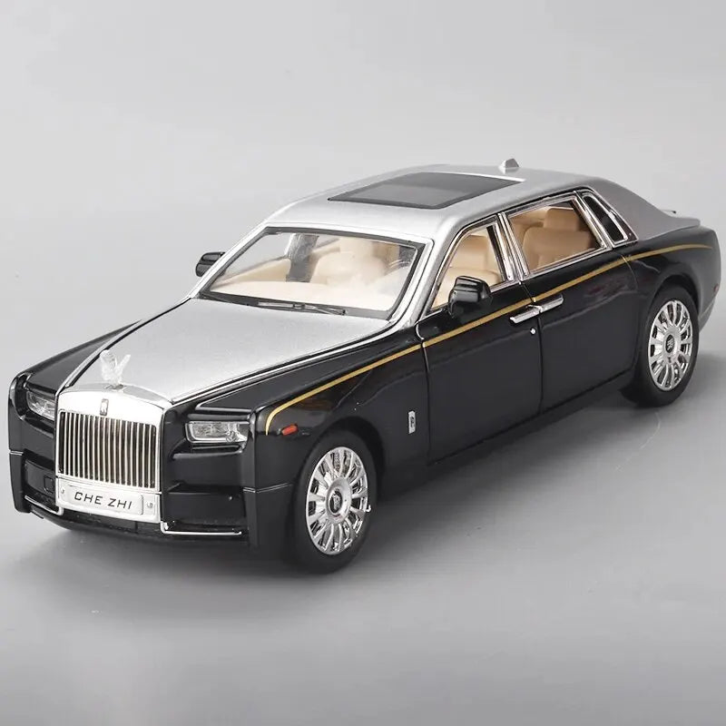 1:18 Rolls-Royce Phantom Model Car, Zinc Alloy Pull Back Toy Diecast Car with Sound and Light, Realistic Modeling Model Toy