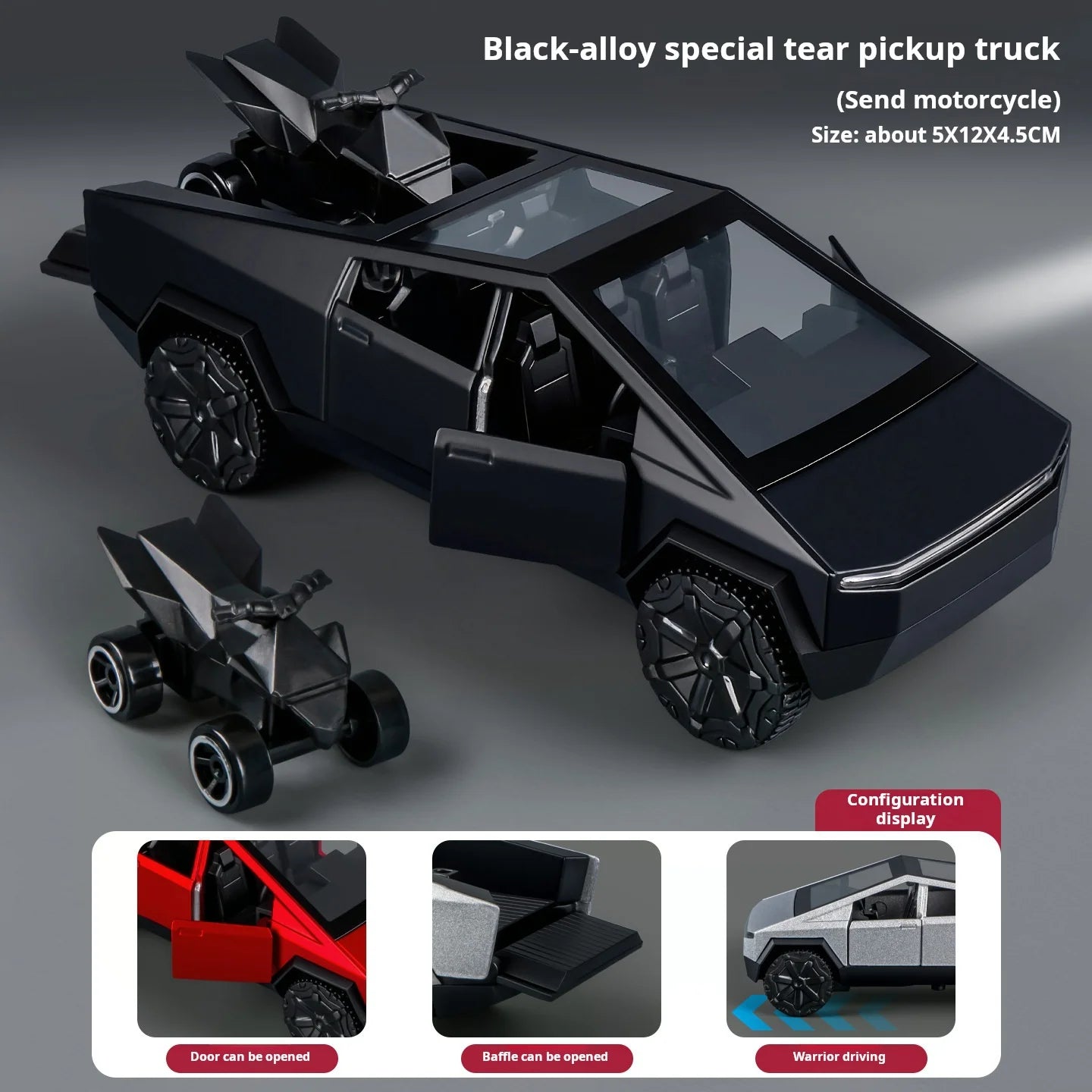 1:36 Cybertruck Toys Off Road Vehicle Die Cast Model Car Beach Motorcycle Hobby Collectible Birthday Gift