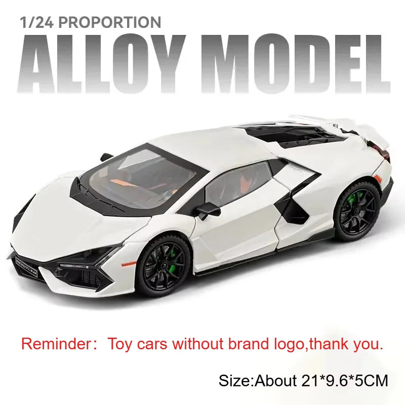 1:24 Scale REVUELTO Miniature Model Toy Sports Cars Alloy Diecast Supercars Sound Light Doors Opened Pull Back for Kids Gifts