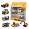 6pcs/set Alloy Engineering Truck Toy Car Classic Construction Model Vehicle Loader Tractor Excavator Toys for Boys Gifts